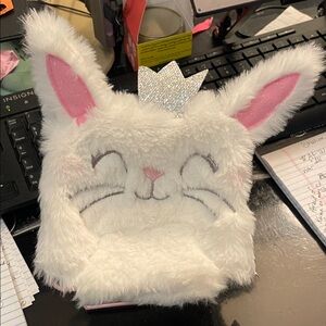 Fluffy Bunny Phone Stand with Crown
